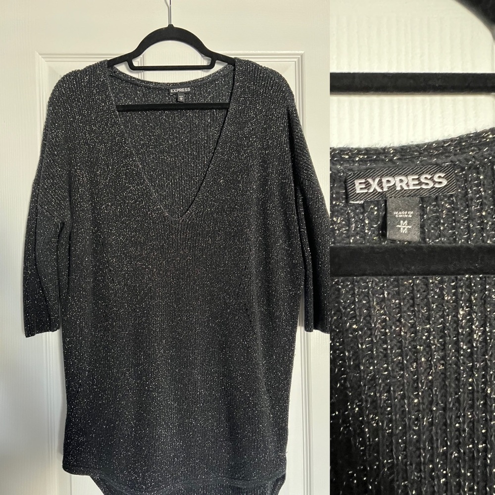 Express. Black Glitter Tunic. Size M.